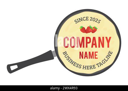 Crepes oder Pancakes in Crepe Pan Logo Stock Vektor