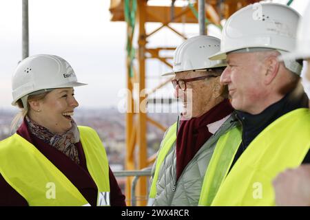 Kai Wegner, Franziska Giffey Estrel Tower Mitglieder Senat und Bezirksamt Baustelle, am 26.03.2024 in Berlin, Neukölln, Deutschland *** Kai Wegner, Franziska Giffey Estrel Tower Mitglieder Senat und Bezirksamt Baustelle, am 26 03 2024 in Berlin, Neukölln, Deutschland Stockfoto