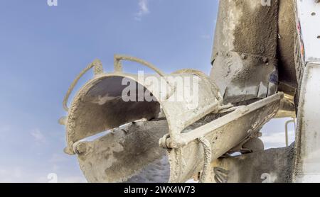 Detailbild eines Betonmischwagens Stockfoto