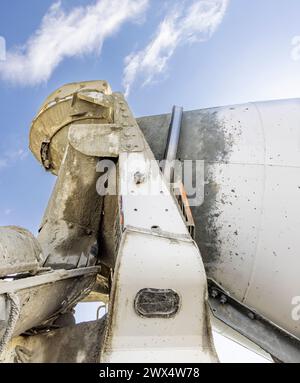 Detailbild eines Betonmischwagens Stockfoto