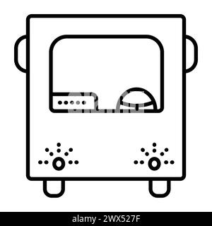 Bus schwarze Linie Vektorsymbol, monochromes Symbol für öffentliche Verkehrsmittel Stock Vektor