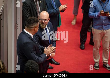 Homenagem para Ronaldo Fenomeno - Assembleia de Minas Gerais BELO HORIZONTE MG, 03/27/2024 - Versammlung der Minas / Homeage - die Versammlung der Minas zollt Ronaldo Fenomeno mit dem Titel Ehrenbürger für die Verdienste des ehemaligen Spielers für den Staat MG am Mittwochabend, 27. IMAGO / Gustavo Minas Gerais Brasil Copyright: XGustavoxRabelox Stockfoto