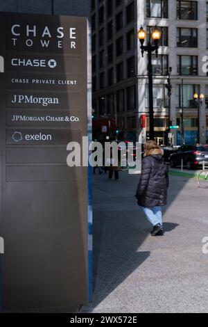 Chicago, USA. März 2024. Chase Tower, JPMorgan Chase&Co, Chicago, Illinois, 27. März, 2024. (Foto: Ludvig Peres/SIPA USA) Credit: SIPA USA/Alamy Live News Stockfoto