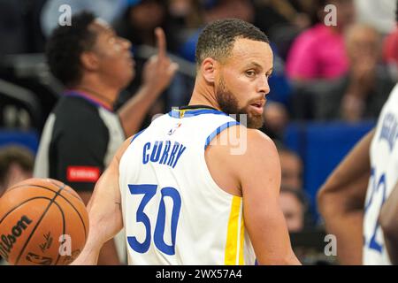 Orlando, Florida, USA, 27. März 2024, Golden State Warriors' Stepphen Curry #30 im Kia Center. (Foto: Marty Jean-Louis/Alamy Live News Stockfoto