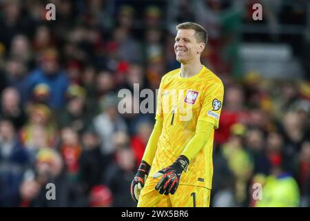 Cardiff, Großbritannien. März 2024. Wojciech Szczesny aus Polen wurde während des Qualifikationsspiels zur UEFA-Europameisterschaft (Play-off) zwischen Wales und Polen im Cardiff City Stadium gesehen. Endstand; Wales 0:0 Polen (Elfmeter; 4:5). (Foto: Grzegorz Wajda/SOPA Images/SIPA USA) Credit: SIPA USA/Alamy Live News Stockfoto