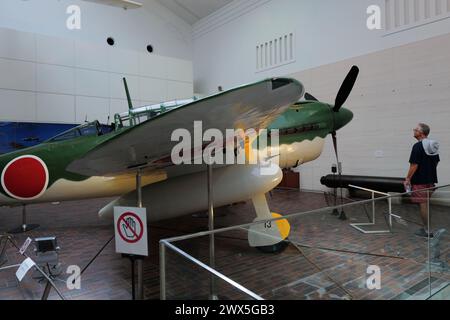 Ein Tauchbomber der Kaiserlichen Japanischen Marine Suisei im Yushukan Museum im Yasukuni-Schrein.Tokio.Japan Stockfoto