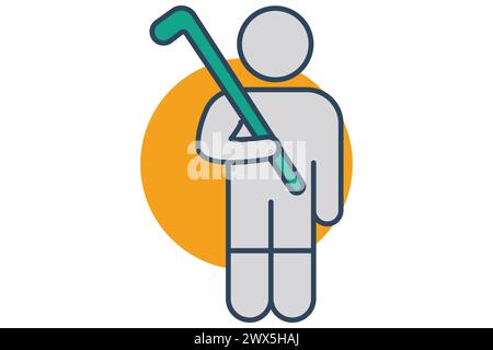 Eishockeyspieler-Symbol. Symbol für Sport, Fitnessstudio. Symbolstil für flache Linien. Elementabbildung. Stock Vektor