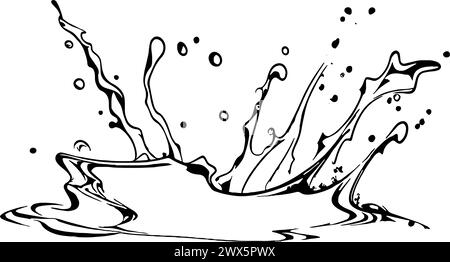 Handgezeichnete Wasserspritzillustration handgezeichnete Wasserspritzillustration, Stock Vektor