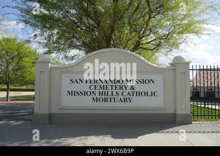 Mission Hills, Kalifornien, USA 26. März 2024 San Fernando Mission Cemetery am 26. März 2024 in Mission Hills, Kalifornien, USA. Foto: Barry King/Alamy Stock Photo Stockfoto