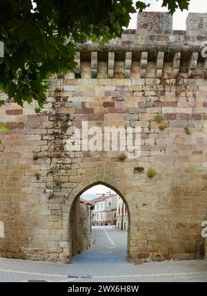 Das aus Stein gegossene Tor La Puerta del Paseo Real Aguilar de Campoo Palencia Castile und Leon Spanien Stockfoto