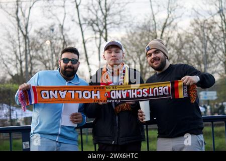 Freundschaftsfußballspiel Deutsche Bank Park Stadium, Frankfurt, Deutschland gegen Niederlande, 26. März 2024. Eintritt für Fans und Umgebung des Stadions. Stockfoto