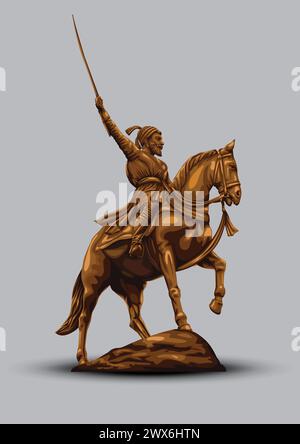 Die Statue von Chhatrapati Shivaji Maharaj war ein indischer Kriegerkönig. Vektorabbildung Stock Vektor