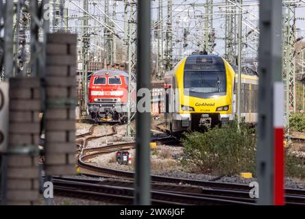 Hauptbahnhof Stuttgart mit Regionalzug. // Stuttgart, Baden-Württemberg, Deutschland, 26.03.2024 *** Stuttgart Hauptbahnhof mit Regionalzug Stuttgart, Baden Württemberg, Deutschland, 26 03 2024 Stockfoto