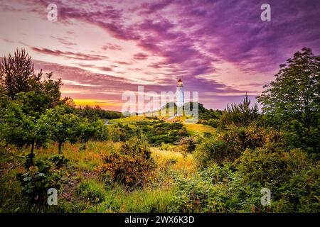 Leuchtturm Im Sommer Sonnenuntergang Auf Der Insel Hiddensee Stockfoto