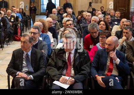 Mailand, Italien. März 2024. Palazzo Marino. Incontro 'Lo sciopero del 1944 alle radici della Carta costituzionale'- Cronaca - Milano, Italia - Gioved&#xec; 28. März 2024 (Foto Alessandro Cimma/Lapresse) Marine Palace. Sitzung "der Streik von 1944 an den Wurzeln der Verfassungscharta" - Nachrichten - Mailand, Italien - Donnerstag, 28. März 2024 (Foto Alessandro Cimma/Lapresse) Credit: LaPresse/Alamy Live News Stockfoto