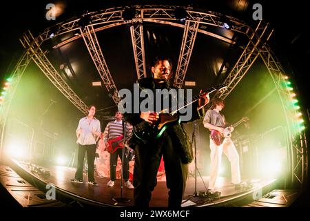 Mailand, Italien. März 2024. Jan Peteh von der slowenischen Indie-Rock-Band Joker Out tritt live im Circolo Magnolia in Mailand auf. Quelle: SOPA Images Limited/Alamy Live News Stockfoto