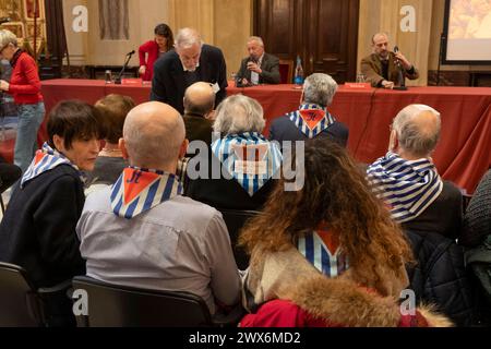 Mailand, Italien. März 2024. Palazzo Marino. Incontro 'Lo sciopero del 1944 alle radici della Carta costituzionale'- Cronaca - Milano, Italia - Gioved&#xec; 28. März 2024 (Foto Alessandro Cimma/Lapresse) Marine Palace. Sitzung "der Streik von 1944 an den Wurzeln der Verfassungscharta" - Nachrichten - Mailand, Italien - Donnerstag, 28. März 2024 (Foto Alessandro Cimma/Lapresse) Credit: LaPresse/Alamy Live News Stockfoto