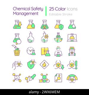 RGB-Farbsymbole für das Management chemischer Sicherheit Stock Vektor