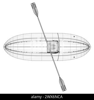 Drahtmodell eines aufblasbaren Bootes mit Peddle. Zeichentrickfilm Einfacher Stil Isolierte Vektor-Illustration Auf Weißem Hintergrund. Transport mit Schlauchbooten aus Gummi Stock Vektor