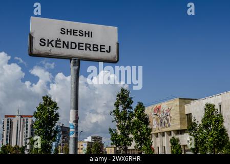 Skanderbeg-Platz, Tirana, Albanien. Benannt nach dem albanischen Nationalhelden Gjergj Kastrioti Skënderbeu Stockfoto