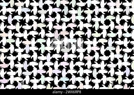 Abstraktes Design mit hellen Handsilhouetten, 90 Grad gegeneinander geneigt, auf weißem Hintergrund. Stockfoto