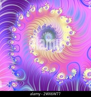Beauty Swirl, Wirbel, spiralförmige fraktale Abstraktion, Festival-Hintergrund, fantasievolle futuristische moderne Tapete, elegantes 3D-Rendering, 3D-Illustration Stockfoto