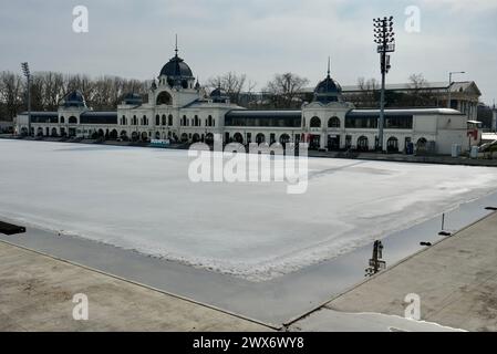 Die City Park Ice Rink und Bootstouren, in den Sommermonaten geschlossen. Stockfoto