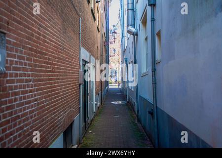 Amsterdams Gebäude und Straßen verbinden malerische Kanäle, historische Architektur und pulsierendes urbanes Leben und schaffen so ein bezauberndes und ikonisches Stadtbild. Stockfoto