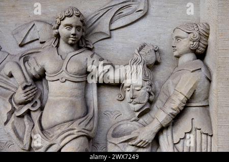 Leibnizhaus, biblische Motive, Judith mit dem Kopf des Holofernes, Hannover, Niedersachsen, Deutschland, Europa Stockfoto