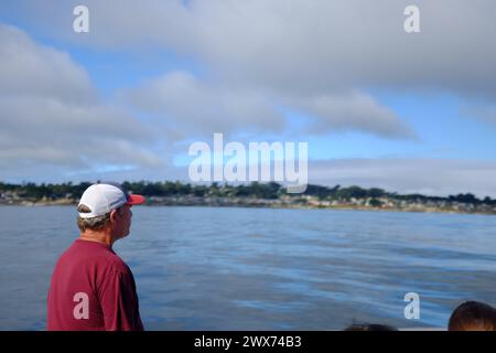 Eine Bootsfahrt in der Nähe von Monterey CA - Wal- und Delfinbeobachtung Stockfoto