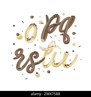 Eis- und Dessertaufschrift. Gefrorene Schokolade. Vektorabbildungen. Flüssiger Schriftstil isoliert auf weißem Hintergrund. Typografie Für Süßspeisen. B Stock Vektor