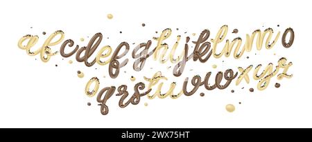 Eis- und Dessertaufschrift. Gefrorene Schokolade. Vektorabbildungen. Flüssiger Schriftstil isoliert auf weißem Hintergrund. Typografie Für Süßspeisen. B Stock Vektor