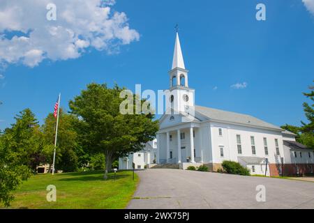 Rye Congregational Church an der 580 Washington Road im historischen Stadtzentrum von Rye, New Hampshire NH, USA. Stockfoto