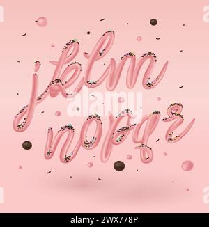 Selbstgemachtes Eis-Typografie-Alphabet. Kalte Süßigkeiten ABC. Essbare Buchstaben. Dessertbeschriftung. Eingefrorener Typ. Vektor-Handbeschriftung für süße Lebensmittelverpackung Stock Vektor