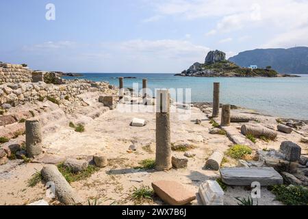 Ruinen der Basilika Agios Stefanos in der Nähe von Kefalos auf der griechischen Insel Kos Stockfoto