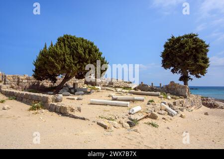 Ruinen der Basilika Agios Stefanos in der Nähe von Kefalos auf der griechischen Insel Kos Stockfoto