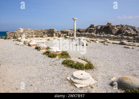 Ruinen der Basilika Agios Stefanos in der Nähe von Kefalos auf der griechischen Insel Kos Stockfoto