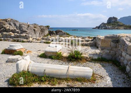 Ruinen der Basilika Agios Stefanos in der Nähe von Kefalos auf der griechischen Insel Kos Stockfoto