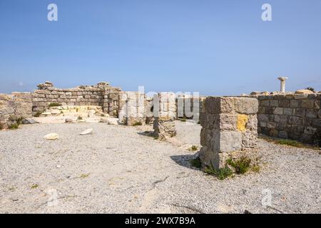 Ruinen der Basilika Agios Stefanos in der Nähe von Kefalos auf der griechischen Insel Kos Stockfoto