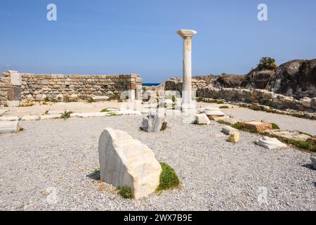 Ruinen der Basilika Agios Stefanos in der Nähe von Kefalos auf der griechischen Insel Kos Stockfoto