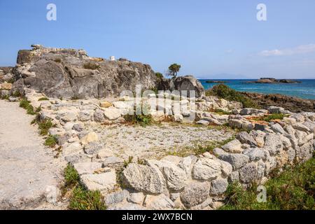 Ruinen der Basilika Agios Stefanos in der Nähe von Kefalos auf der griechischen Insel Kos Stockfoto