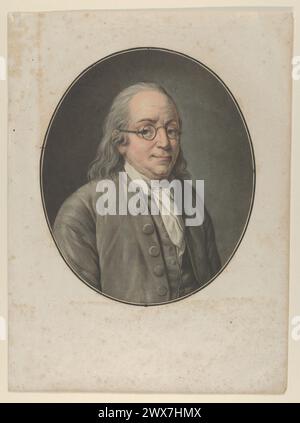 Titel: Porträt von Franklin, nach Vanloo Künstler: Pierre Michel Alix (französisch, Paris 1762–1817 Paris) Sitter: Benjamin Franklin (amerikanisch, 1706–1790) Datum: Ca. 1795 Mittel: Farbaquatint Stockfoto