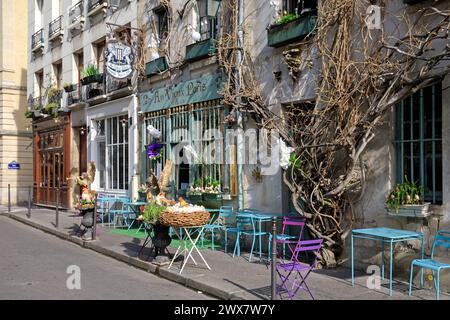 Frankreich, Region Ile-de-France, Paris Île de la Cité, 4. Arrondissement, Île de la Cité, 24 rue Chanoinesse, 'Au Vieux Paris d'Arcole'. 21. März 2024 Stockfoto