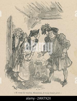 "Wenn Sie ihn sehen könnten, Sir, würden Sie ihn bemitleiden." Illustration veröffentlicht in Le bon géant Gargantua, gefolgt von Maître Pathelin, geschrieben von Francois Rabelais und adaptiert von M. Guéchot 1924 und veröffentlicht von Armand Colin. Stockfoto