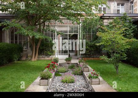 Paris, rue Auguste Comte, lycee Montaigne, Wintergarten, Stockfoto