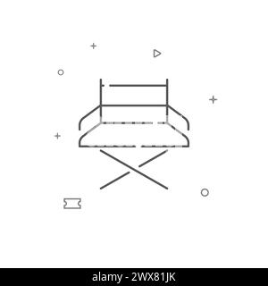 Direktorstuhl einfache Vektorlinie Symbol. Symbol, Piktogramm, Schild isoliert auf weißem Hintergrund. Bearbeitbare Kontur. Linienstärke anpassen. Stock Vektor