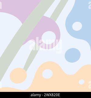 Farbabbildung in Pastellfarben. Handgezeichnete Vektorformen, Kreise und Streifen. Abstrakter Hintergrund. Stock Vektor