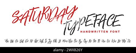 Vektor-handgezeichnetes Alphabet isoliert auf weißem Hintergrund. Pinsel gemalte Buchstaben. Dekorative künstlerische Schriftart. Stock Vektor