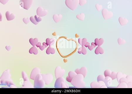 Muttertag. Inschrift Mutter aus Herzen. 3D-Rendering Stockfoto