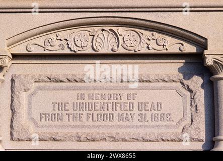 Grandview Cemetery; Johnstown Flood National Memorial; 775 unbekannte Opfer; Johnstown; Pennsylvania; USA Stockfoto